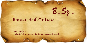 Bacsa Szíriusz névjegykártya